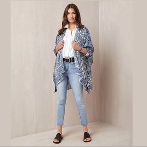 Karen Kane Blue Open Drape Front Riviera Kimono One Size